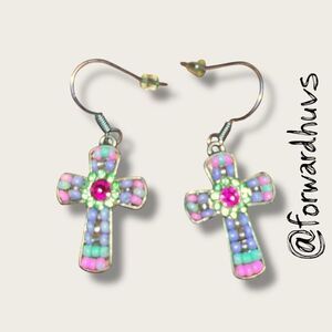 Bundle Sale 3 for $15 | Handcrafted Pastel Multi-Color Cross Earrings